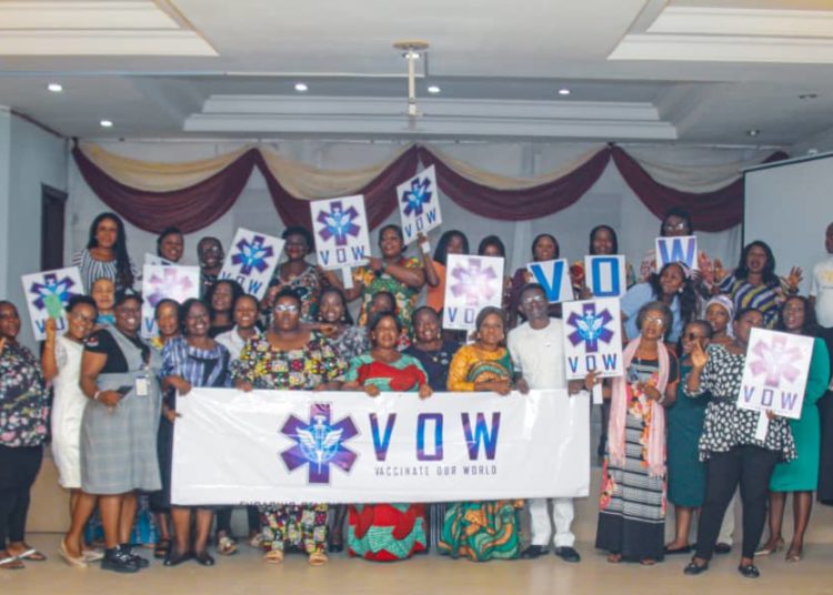 Group photograph of participants at the AHF organised parley with leaders of women groups in Cross Rive state, held in Calabar to build champions against Covid-19 Vaccine Hesitancy