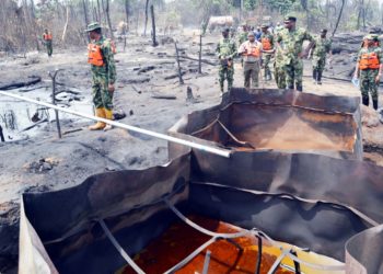 Navy Destroys Illegal Crude Refining Site In Rivers