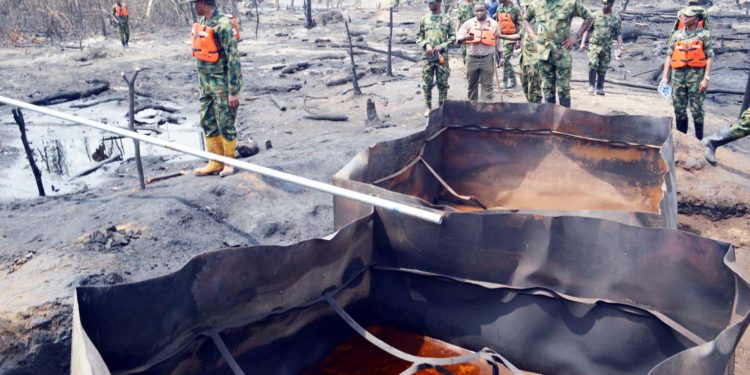Navy Destroys Illegal Crude Refining Site In Rivers