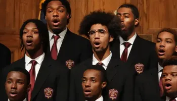 Members of the Morehouse College Glee Club giving a performance