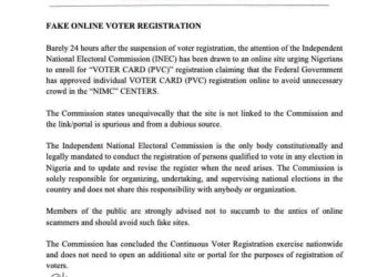 CVR: INEC Disowns Online Voter Registration Website