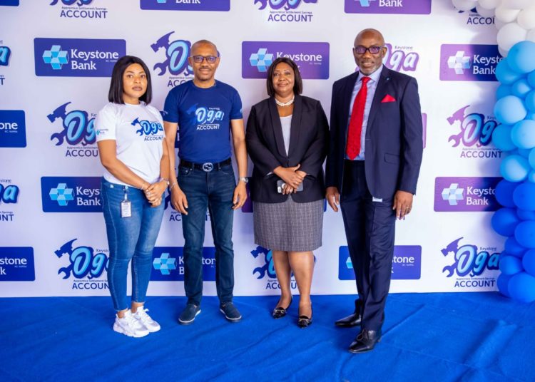 L-R: Izore Bamawo, Divisional Head, Marketing & Corporate Communications, Keystone Bank; Mr. Francis Madukwe, Divisional Head, Apapa Division, Keystone Bank; Mrs. Helen Maiyegun, Regional Head, Region 1, Lagos and West Directorate, Keystone Bank and Mr. Anayo Nwosu, Divisional Head, Retail, SME & Value Chain Keystone Bank at the official launching of the Keystone Apprentice Settlement Savings Account, held in Lagos, recently.