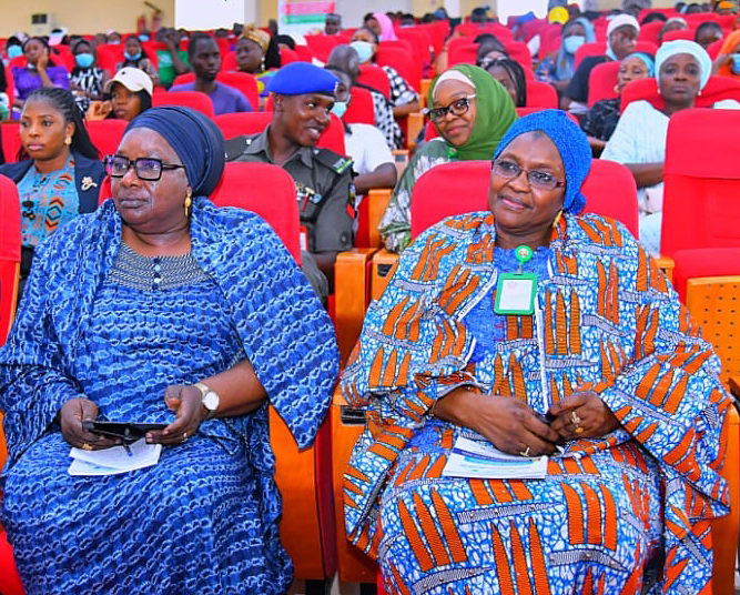 Acting Governor of Kaduna state, Dr Hadiza Balarabe, and Commissioner of Human Services and Social Development, Hajiya Hafsat Baba at the interactive session in commemoration of the 2022 International Youth Day