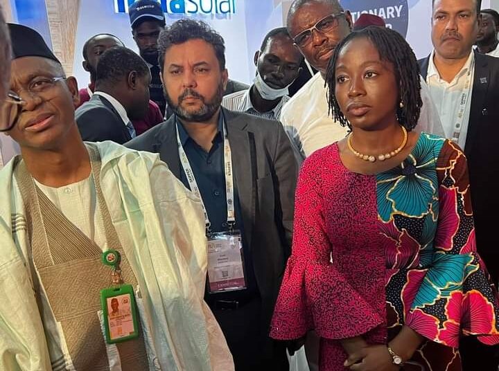 Governor Nasir El Rufai and the Managing Director of Kaduna State Power Supply Company (KAPSCO) Dolapo Popoola(right) at the 2022 National Energy Conference which held at Lagos last week