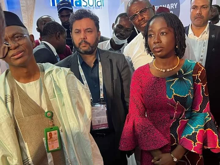 Governor Nasir El Rufai and the Managing Director of Kaduna State Power Supply Company (KAPSCO) Dolapo Popoola(right) at the 2022 National Energy Conference which held at Lagos last week