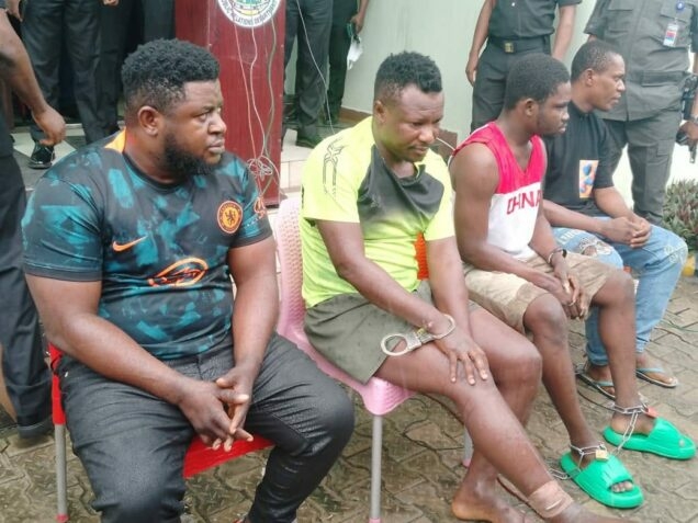 Police Parade 10 Over High-profile Abduction In Bayelsa 1 Lyon and other kidnappers 636x477 1