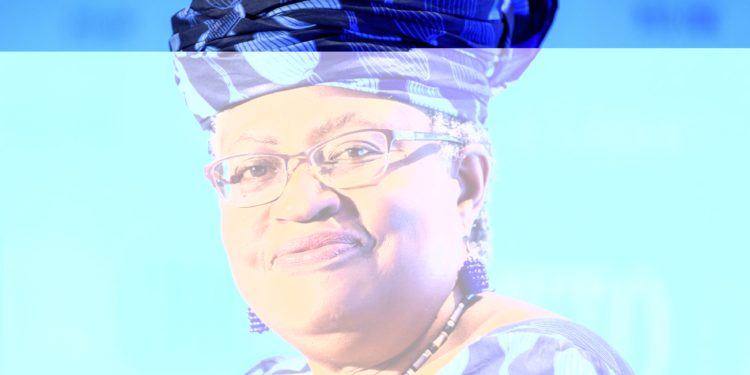 A picture taken on July 15, 2020, in Geneva shows Nigerian former Foreign and Finance Minister Ngozi Okonjo-Iweala smiling during a hearing before World Trade Organization 164 member states' representatives, as part of the application process to head the WTO as Director General. - South Korean trade minister Yoo Myung-hee on February 5, 2021 abandoned her bid to become head of the WTOm, Seoul said, clearing the way for Nigeria's Ngozi Okonjo-Iweala to become the global body's first woman and first African director-general. (Photo by Fabrice COFFRINI / AFP) (Photo by FABRICE COFFRINI/AFP via Getty Images)