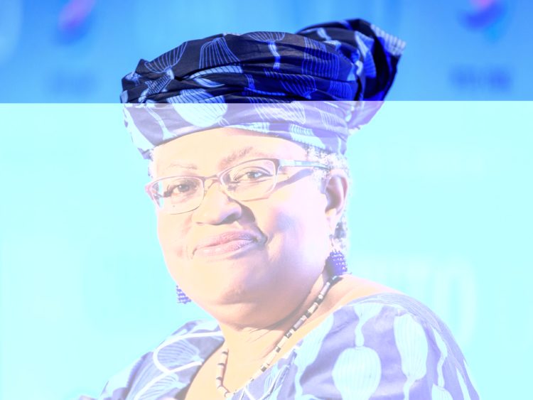 A picture taken on July 15, 2020, in Geneva shows Nigerian former Foreign and Finance Minister Ngozi Okonjo-Iweala smiling during a hearing before World Trade Organization 164 member states' representatives, as part of the application process to head the WTO as Director General. - South Korean trade minister Yoo Myung-hee on February 5, 2021 abandoned her bid to become head of the WTOm, Seoul said, clearing the way for Nigeria's Ngozi Okonjo-Iweala to become the global body's first woman and first African director-general. (Photo by Fabrice COFFRINI / AFP) (Photo by FABRICE COFFRINI/AFP via Getty Images)