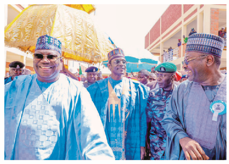 Senate President Ahmed Lawan and Governor Mai Mala Buni during a reception in honour of Lawan in Gashua at the weekend.