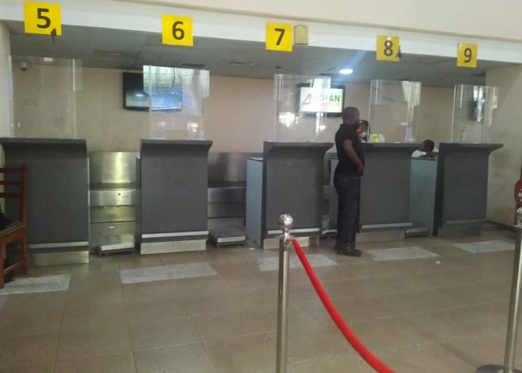 Azman Air Counter At Terminal 2, Murtala Mohammed International Airport, Lagos.