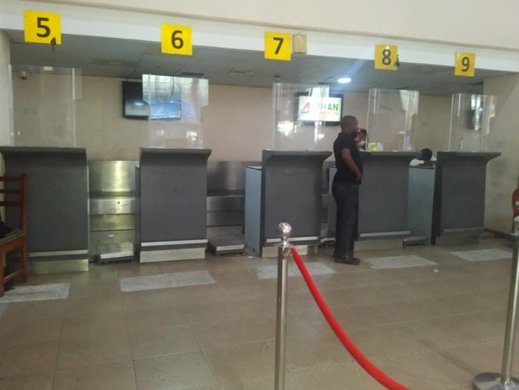 Azman Air Counter At Terminal 2, Murtala Mohammed International Airport, Lagos.