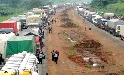 Obajana: Truck Drivers Block Abuja-Lokoja Road Over Cement Factory Closure 1 IMG 20221007 WA0055