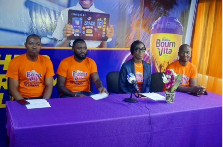 L-R: Mr Frederick Mordi, head of Corporate Communications and Government Affairs, Cadbury Nigeria Plc; Mr Tolulope Olaoye, Category Manager, Cocoa Beverages, Cadbury Nigeria Plc; Mrs Oyeyimika Adeboye, Managing Director, Cadbury Nigeria Plc; Mr Motsamai Pule, Marketing Manager, Cadbury Nigeria Plc at the media parley and award presentation of outstanding candidates from the Cadbury Bournvita Tech Bootcamp held in Lagos.