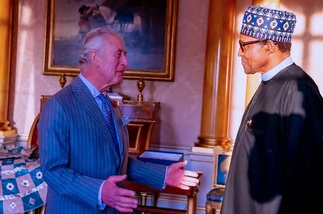 President Muhammadu Buhari Meets King Charles lll In London 1 CHA2 650x430 1 jpg