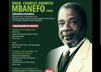 Nigerian Society Of Engineers Mourns Engr Charles Mbanefo