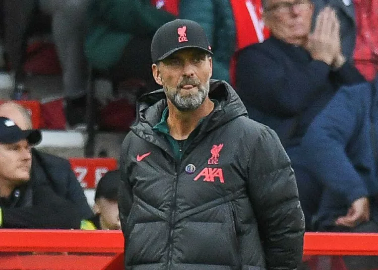 2K8C4M4 Nottingham, UK. 22nd Oct, 2022. J?rgen Klopp manager of Liverpool during the Premier League match Nottingham Forest vs Liverpool at City Ground, Nottingham, United Kingdom, 22nd October 2022 (Photo by Mike Jones/News Images) Credit: News Images LTD/Alamy Live News