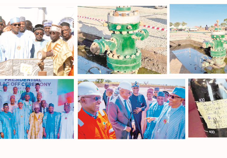 Scenes from the commissioning of 1billion Barrels Kolmani Crude Oil Drilling by President Muhammadu Buhari at Kolmani River Project Site in Bauchi State, yesterday. He was accompanied by Governors Bala Mohammed (Bauchi), Inuwa Yahaya (Gombe), Simon Lalong (Plateau), Atiku Bagudu (Kebbi); Aminu Tambuwal (Sokoto), Babagana Zulum (Borno)Senate President, Ahmad Lawan; SGF Boss Mustapha; APC presidential candidate, Bola Ahmed Tinubu; APC national chairman, Abdullahi Adamu; AGF Abubakar Malami; Communication minister, Isah Pantami; chairman, NNPCL Board, Margery Chuba-Okadigbo and NNPCL GCEO, Mele Kyari, among others. PHOTO BY REMI AKUNLEYAN