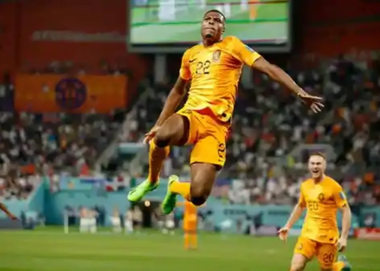 Qatar 2022: Netherlands Beat USA To Book Quarter Final Place 1 Netherlands' Denzel Dumfries celebrates scoring their third goal during against USA at Round of 16 in the ongoing FIFA World Cup Qatar 2022 in Qatar on Saturday.
Credit: REUTERS