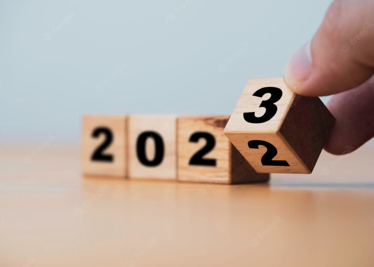 wooden block cube flipping 2022 2023 change preparation merry christmas happy new year 50039 3565
