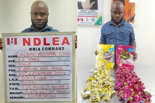 NDLEA Nabs Brazil Returnee With 105 Parcels Of Cocaine 1 Brazil Returnee Cocaine
