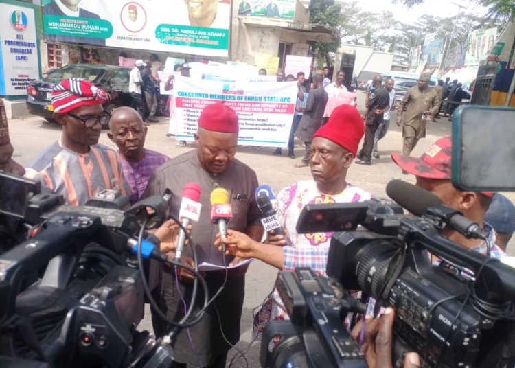 Alleged N1.3bn Fraud: Enugu APC Members Take Protest To National Secretariat 1 IMG 20230109 WA0015