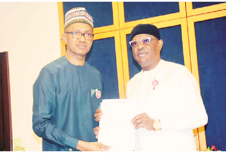 LEADERSHIP Award Will Spur Me To Continue To Fight For Equity, Justice – Wike 1 Rivers State Governor Nyesom Ezenwo Wike (right) receiving his letter of nomination as "LEADERSHIP Politician of the Year 2022" from the Editor-in-Chief, LEADERSHIP Group Limited, Azu Ishiekwene at Government House, Port Harcourt, yesterday