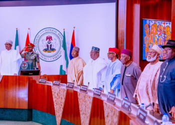 Naira Swap/Polls: Gowon, Abdulsalam, Jonathan Present As Buhari Chairs Council Of State Meeting