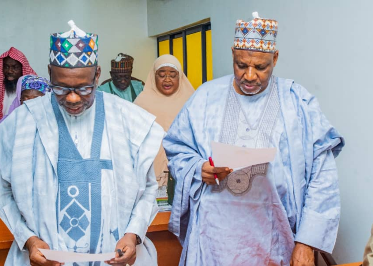 Pioneer students taking their matriculation oath after official launch of Hajj Institute of Nigeria (HIN) in Abuja, on Tuesday.