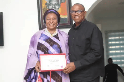 FCT's Second Female Senator Presents Certificate Of Return To Peter Obi 1 WhatsApp Image 2023 03 08 at 13.20.05