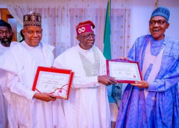 Tinubu, Shettima Present Certificates Of Return To Buhari In Daura