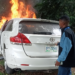 Varsity Students Escape Death As Fire Engulfs Moving Car In Ogun