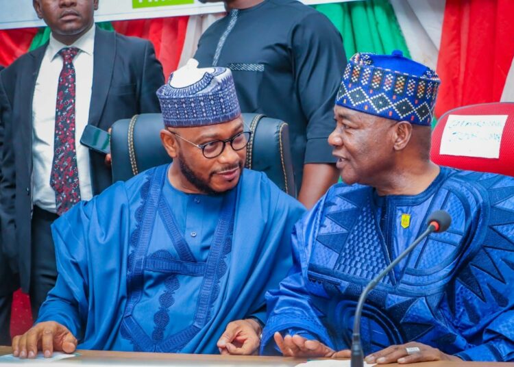 L-R: Zamfara State governor-elect, Dauda Lawal, and Transition Committee chairman, M.D. Abubakar, at the inauguration of the 60-man committee in Gusau, on Tuesday.