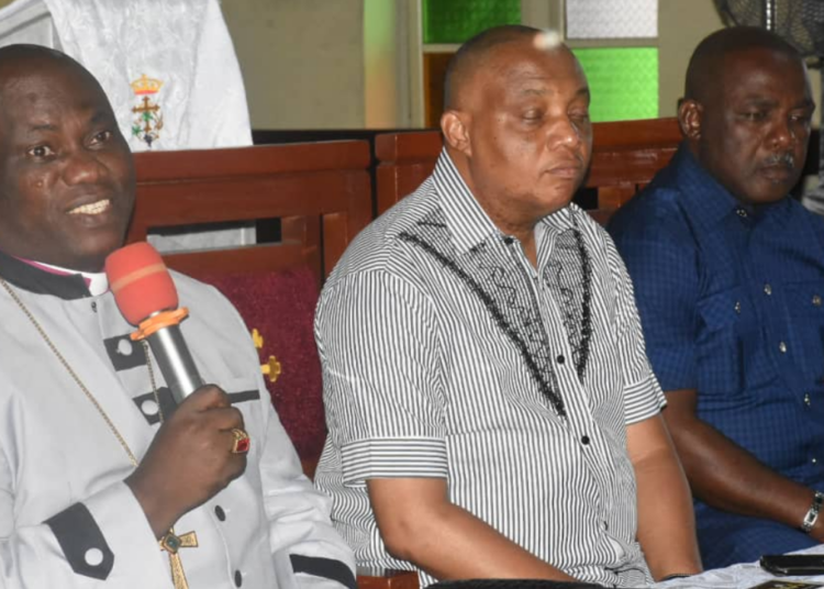 Rt. Rev. Enoch Atuboyedia (left) during the press briefing on Tuesday.