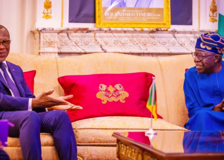 President Bola Tinubu (right) and President of Benin Republic, Patrice Talon (left), in Paris, France, on Friday.