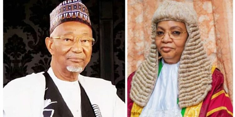 L-R: Senator Bulkachuwa and wife, Justice Zainab Bulkachuwa (rtd).