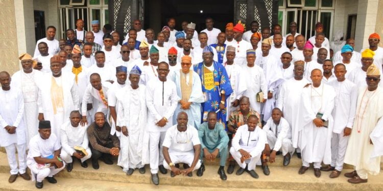 Members of the Men's Missionary Union (MMU) pose for a group photograph after the 2023 Father's Day celebration at Gloryland Baptist Church, FHA Lugbe, Abuja, on Sunday.