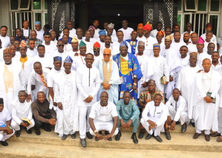 Members of the Men's Missionary Union (MMU) pose for a group photograph after the 2023 Father's Day celebration at Gloryland Baptist Church, FHA Lugbe, Abuja, on Sunday.