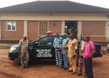Philantrophist, Uwajeh, Donates Utility Vehicle To Community Vigilante Group In Delta