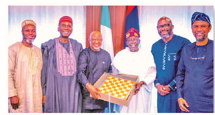 MTN Group Visits Tinubu, Reaffirms Commitment To Telecoms, Tech Sector 1 L-R: Chief financial officer, MTN Nigeria, Modupe Kadri; chairman, MTN Nigeria, Dr Ernest Ndukwe (OFR); chairman, MTN Group, Mcebisi Jonas; President Bola Ahmed Tinubu; president & CEO, MTN Group, Ralph Mupita and chief executive officer, MTN Nigeria, Karl Toriola during a courtesy visit by the leadership of MTN to the president.