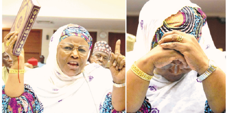 Chairman, Federal Character Commission (FCC), Farida Muheeba Dankaka, when she appeared before the House of  Representatives Ad-hoc  Committee on investigation of MDAs, parastatals and tertiary institutions on mismanagement of personnel recruitment, employment racketeering and gross mismanagement of the Integrated Payroll and Personnel Information System (IPPIS), at the National Assembly in Abuja, yesterday. PHOTO BY IBRAHIM MOHAMMED