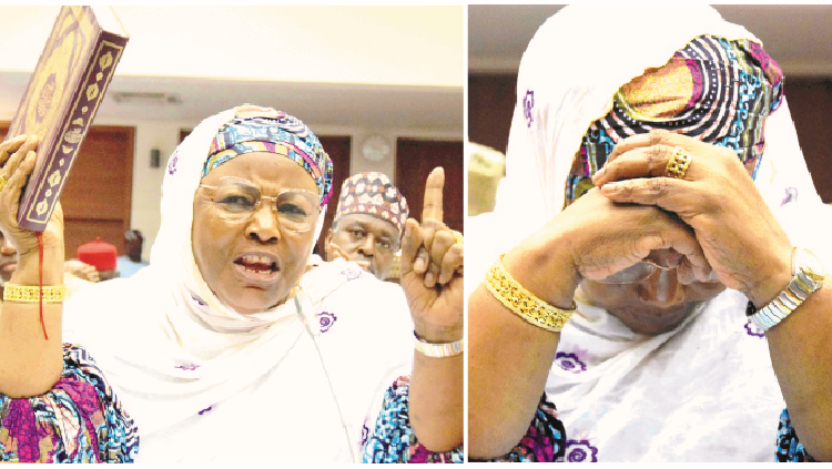 Chairman, Federal Character Commission (FCC), Farida Muheeba Dankaka, when she appeared before the House of  Representatives Ad-hoc  Committee on investigation of MDAs, parastatals and tertiary institutions on mismanagement of personnel recruitment, employment racketeering and gross mismanagement of the Integrated Payroll and Personnel Information System (IPPIS), at the National Assembly in Abuja, yesterday. PHOTO BY IBRAHIM MOHAMMED