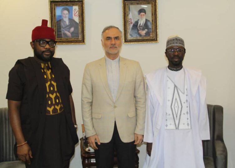 L-R: Chairman, House Committee on Petroleum (Downstream), Hon. Ikenga Ugochinyere; Iranian Ambassador to Nigeria and Guinea, Muhammad Alibak, and Deputy Chairman of the House Committee, Hon. Aliyu Mustapha, during the visit to the Iranian Embassy in Abuja, on Friday.