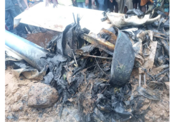 JUST-IN: Helicopter Crashes Into Building In Lagos