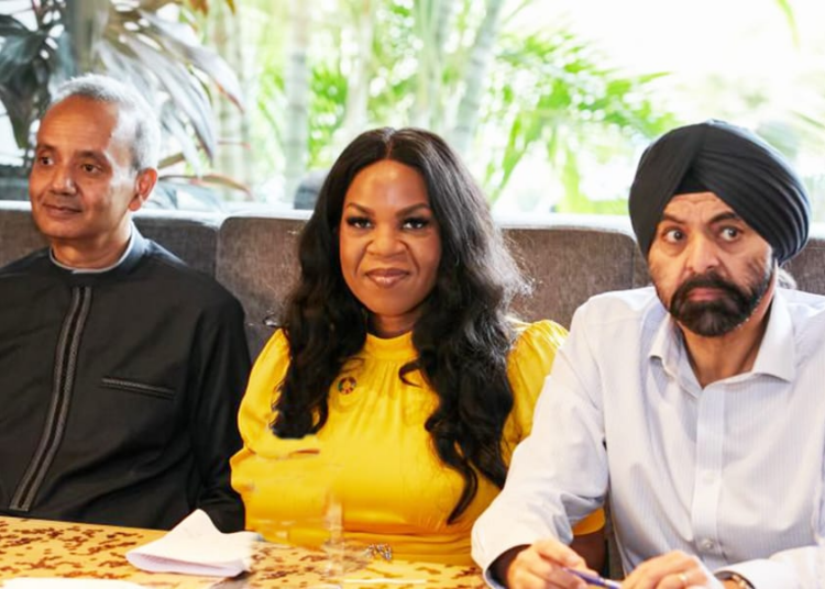 L-R: World Bank Country Director for Nigeria,  Shubham Chaudhuri, CEO and Special Representative of the UN Secretary-General for Sustainable Energy for All, Damilola Ogunbiyi  and President of the World Bank Group, Ajay Banga during a Roundtable Discussion with Nigeria's Private Power Sector Operators  held in Abuja on Friday.