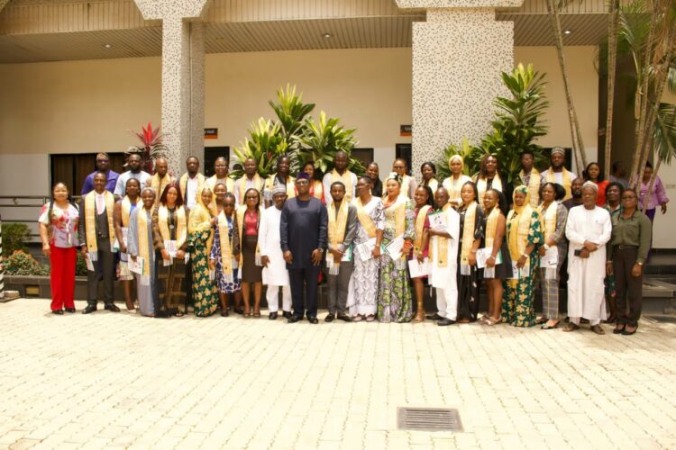 MinDiver Project coordinator, Engr  Sallim Salaam (middle) with graduates of the gemstones and jewellery training programme, during their graduation ceremony recently.