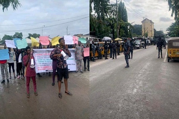 Police Tear Gas, Arrest Protesting UNILAG Students 1 Police teargas disperse protesting UNILAG students 768x511 1