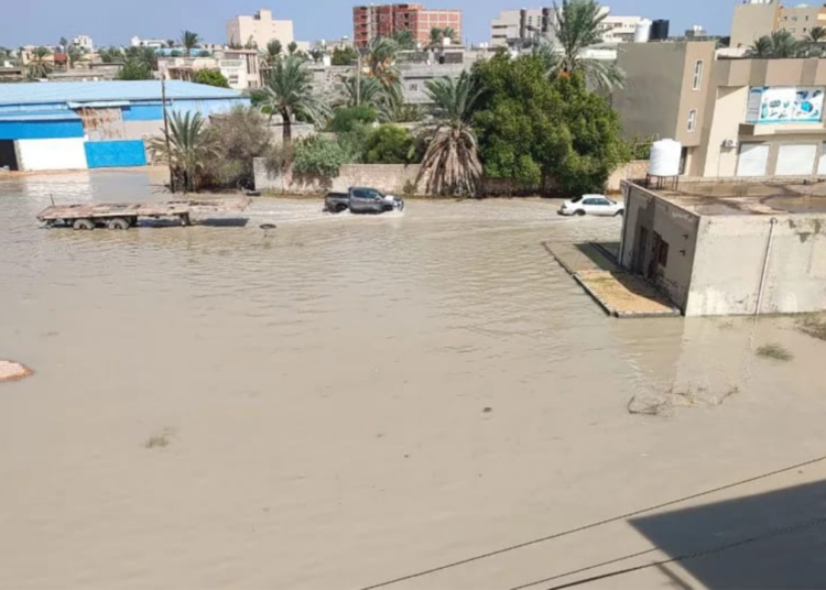 Settlements, vehicles and workplaces damaged after floods caused by heavy rains in Misrata, Libya on September 10, 2023.