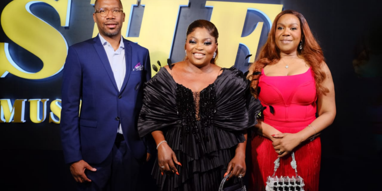 L-R:  Director, Prime Video Africa, Gideon Khobane, Nollywood Superstar and lead actor, She Must Be Obeyed, Funke Akindele and  Head of Originals, Nigeria, Prime Video, Wangi Mba-Uzokwu at the 'SHE Must Be Obeyed' World Premiere held in Lagos, Nigeria... recently.