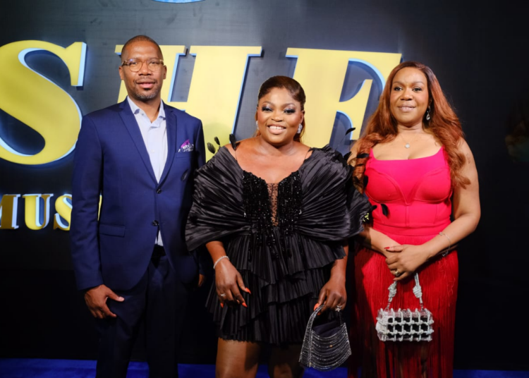 L-R:  Director, Prime Video Africa, Gideon Khobane, Nollywood Superstar and lead actor, She Must Be Obeyed, Funke Akindele and  Head of Originals, Nigeria, Prime Video, Wangi Mba-Uzokwu at the 'SHE Must Be Obeyed' World Premiere held in Lagos, Nigeria... recently.