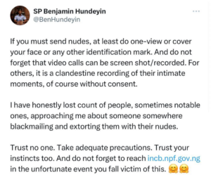 Lagos Police Spokesman Cautions Nigerians Against Sending Nudes